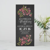 florale bordkaartjes voor bruiloft programma (Staand voorkant)