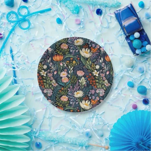 Florale botanische illustratie papieren bordje (Feest)