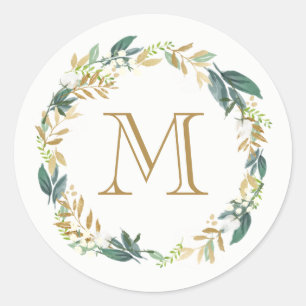 Florale botanische monogram sticker