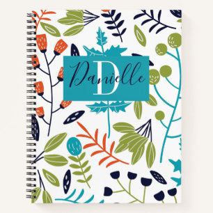 Florale botanische naammonogram notitieboek