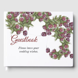 Florale bruiloft met rozen knoppen gastenboek