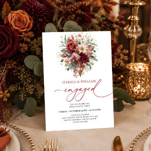 Florale Burgundy Goud Eucalyptus Herfst bruiloft Kaart