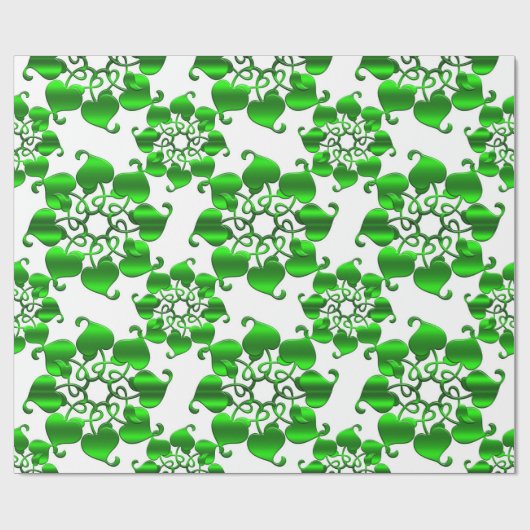 florale cirkels groen patroon met bladeren cadeaupapier (Vlak)