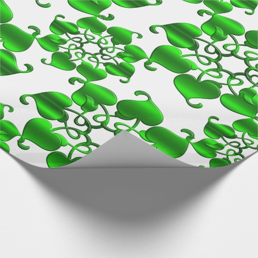 florale cirkels groen patroon met bladeren cadeaupapier (Hoek)