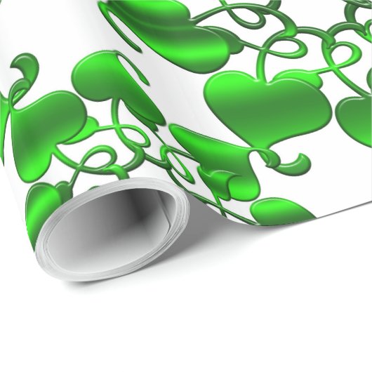 florale cirkels groen patroon met bladeren cadeaupapier (Rol Hoek)