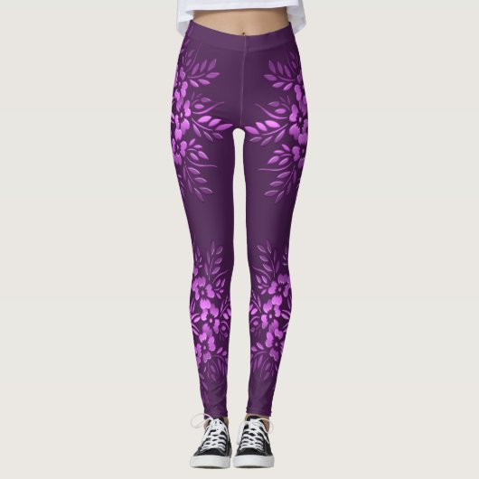 Florale cirkels paars element. leggings (Voorkant)