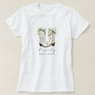 Florale Cowgirl Laarzen Bruid Posse Maatwerk T-Shi T-shirt