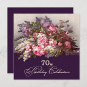 Florale d'Art fin 70e anniversaire Invitations (Devant / Derrière)
