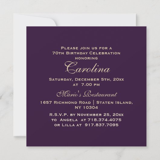 Florale d'Art fin 70e anniversaire Invitations (Dos)