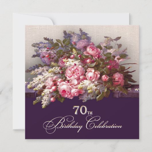 Florale d'Art fin 70e anniversaire Invitations (Devant)