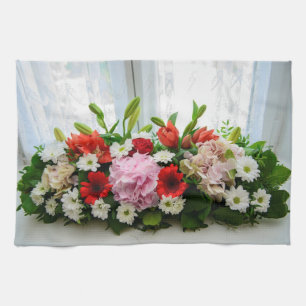 Florale decoratie theedoek