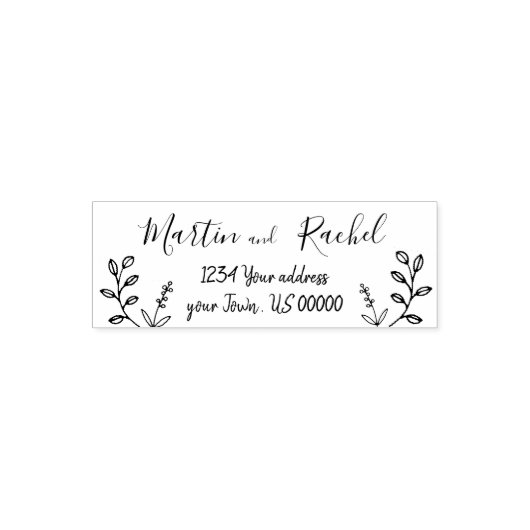 florale doodle bride en groom zelfinktende stempel (Design)