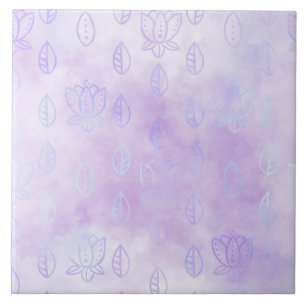 Florale doodles op Paarse mist Tegeltje