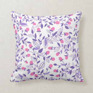 Florale doodles roze en violet kussen