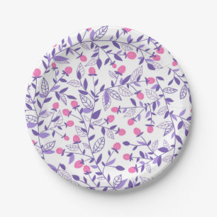 Florale doodles roze en violet papieren bordje