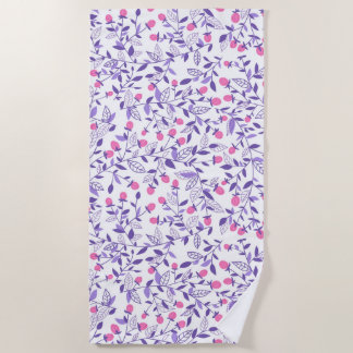 Florale doodles roze en violet strandlaken
