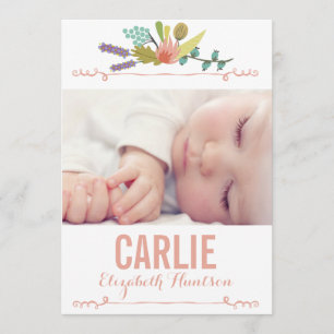 FLORALE DOUCE FAIRE-PART DE NAISSANCE