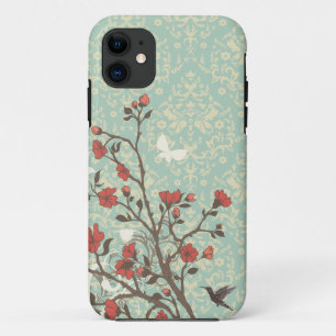  florale draden damask + vogeltelefoon 5 hoesje