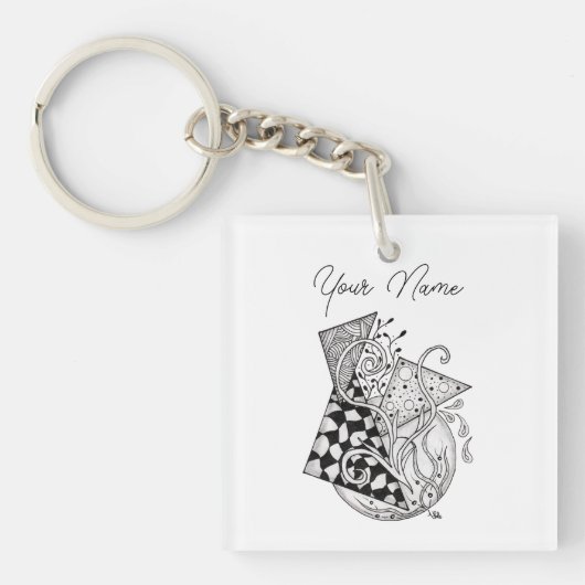 Florale Dreiecke, Tangle Zeichnung - Sleutelhanger (Voorkant)