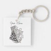 Florale Dreiecke, Tangle Zeichnung - Sleutelhanger (Achterkant)