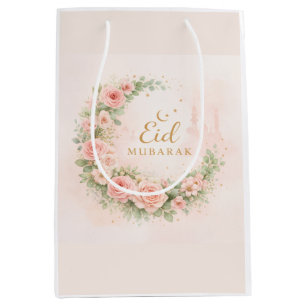 Florale Eid Mubarak – Roze Islamitisch Cadeau f Medium Cadeauzakje