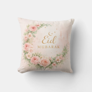 Florale Eid Mubarak – Roze Islamitische Gift f Kussen