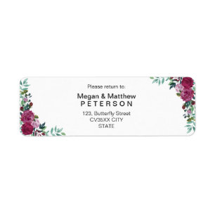 Florale elegante bruiloft Retouradreslabel Etiket
