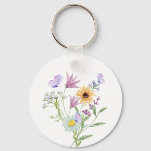 Florale Elegantie T-shirt – Zachte Pastel Bloemen Sleutelhanger