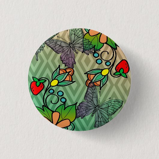florale en butterflys ronde button 3,2 cm (Voorkant)