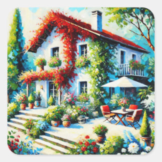 Florale Evasie Vierkante Sticker