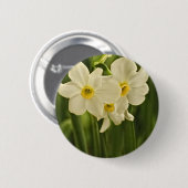 Florale fotografie:  White Spring Narcissus Ronde Button 5,7 Cm (Voorkant /achterkant)