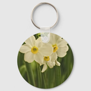 Florale fotografie: White Spring Narcissus Sleutelhanger