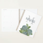 Florale Gepersonaliseerde Monogram Aangepaste Blau Planner (Display)