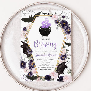 Florale Gotische Halloween Kist Baby Shower Kaart
