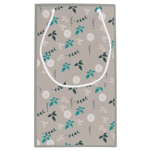 florale grijze tassen klein cadeauzakje (Achterkant)