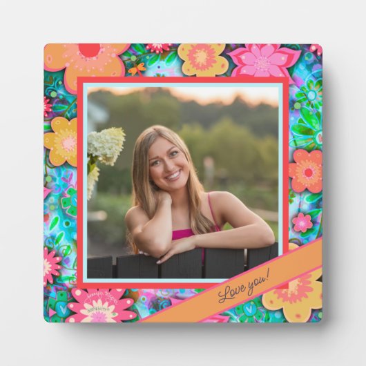  florale grillige foto Gepersonaliseerd bericht Fotoplaat (Voorkant)