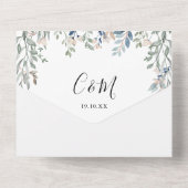 Florale handtekening script monogram bruiloft  all in one uitnodiging (Achterkant)