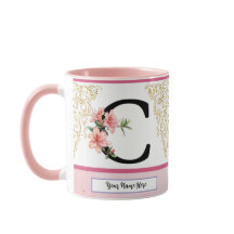 Florale Initialen Mok – Letter C Monogram | Persoo