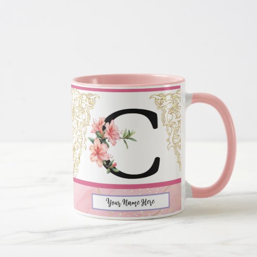 Florale Initialen Mok – Letter C Monogram | Persoo (Rechts)