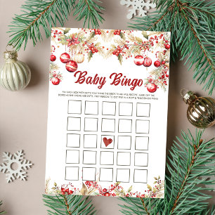 Florale Kerst Baby Shower Bingo Spellen Kaart
