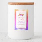 Florale kleurrijke glitter op witte etiketten van  (Voorkant)