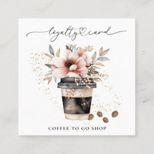 *~* Florale koffie om te gaan Espresso QR Rewards Klantenkaartje