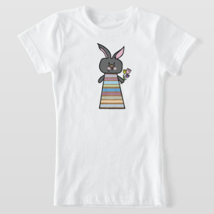 Florale Konijn Illustratie Meisjes Dieren T-Shir T-shirt