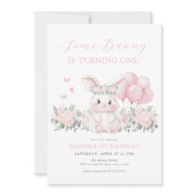 Florale Konijn Lente Meisje Roze Konijn Eerste Ver