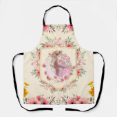 Florale kunst, roze bloemen, lentemeel schort (Voorkant)