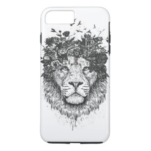Florale leeuw (zwart-wit) iPhone 8 plus / 7 plus hoesje