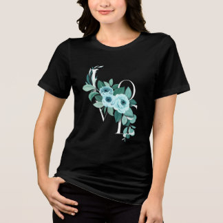 Florale LOVE Zwarte T-Shirt | Romantisch Bloemen T