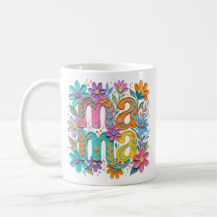 florale mama mok, leuke moeder mok, roze bloem mok