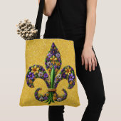 Florale Mardi Gras fleur de lis Draagtas (Dichtbij)