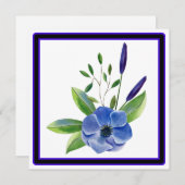 FLORALE MODERNE, INTÉRIEUR BLANC, CARTE CARRÉ (Devant / Derrière)